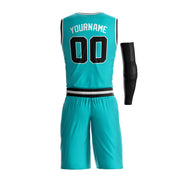 Aqua-Black Custom Basketball Jerseys  and Shorts Team Uniform Set