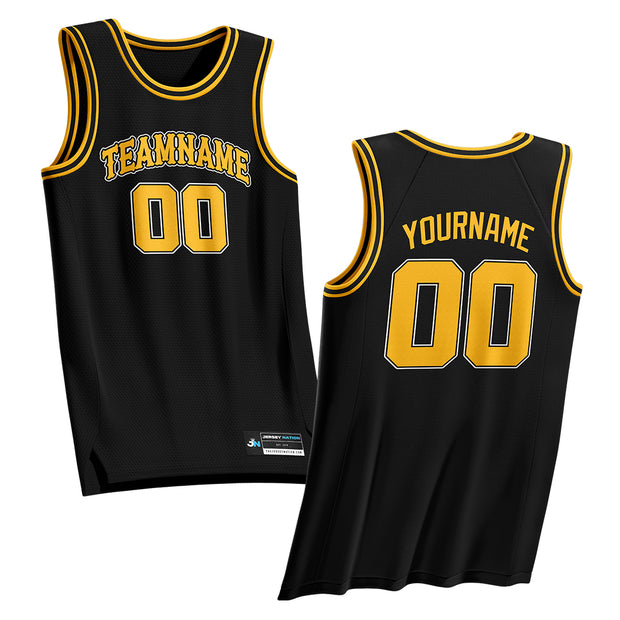 Black-Yellow Custom Basketball Jersey