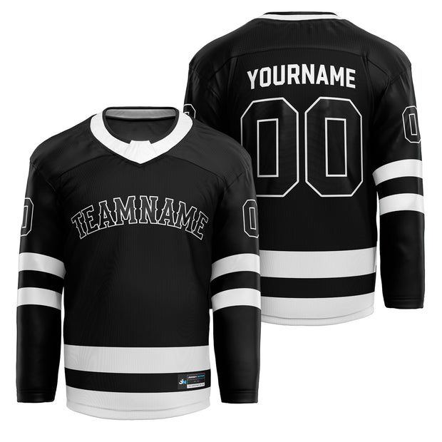 Black White Customized Hockey Jersey Personalized Ice Hockey