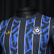 Blue-Black Pinstripes Custom Soccer Jersey