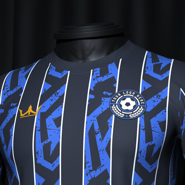 Blue-Black Pinstripes Custom Soccer Jersey