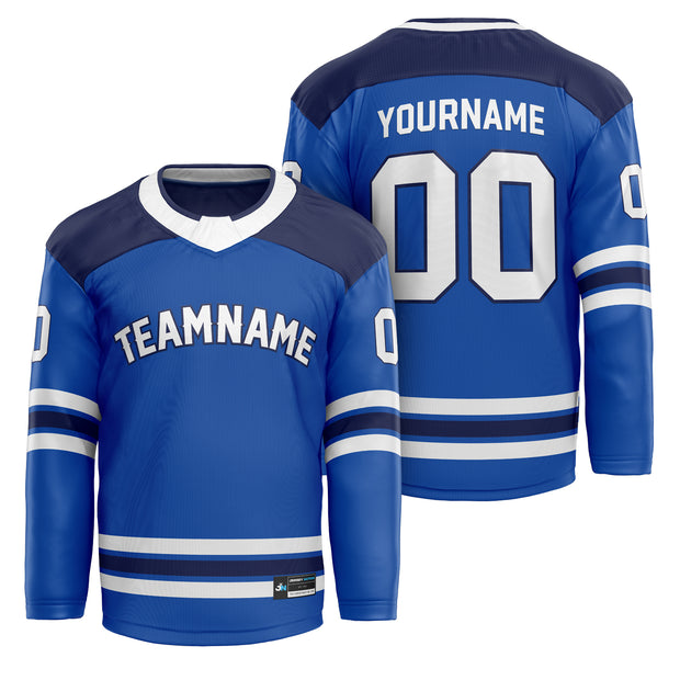 Blue-Navy Blue Custom Ice Hockey Jersey