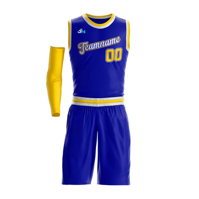 Blue-Yellow Custom Basketball Jersey and Shorts Team Uniform Set