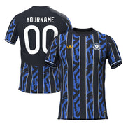 Blue-Black Pinstripes Custom Soccer Jersey