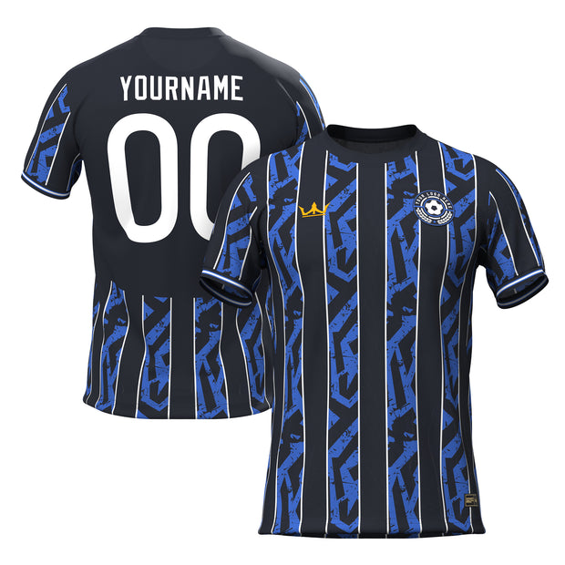 Blue-Black Pinstripes Custom Soccer Jersey