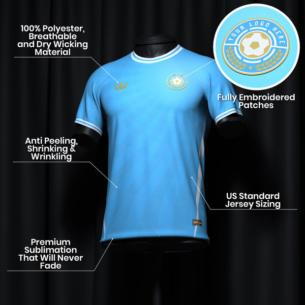 Blue Sun Custom Soccer Jersey Team Bulk Customized Details
