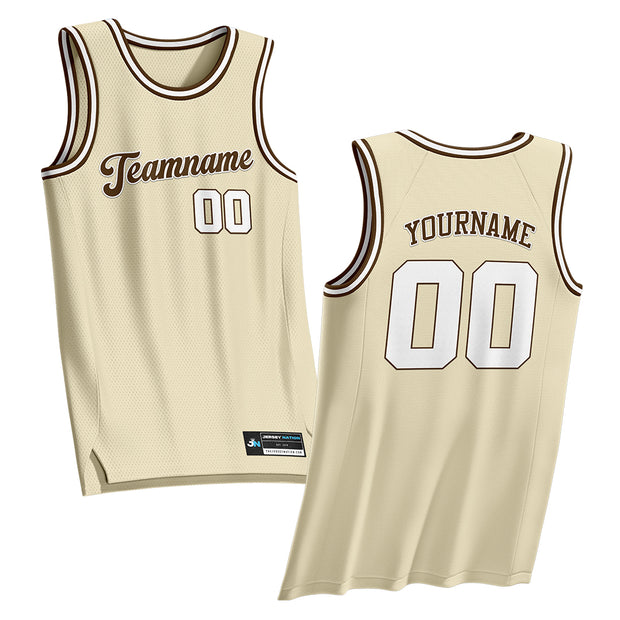 Cream-Brown Custom Basketball Jersey