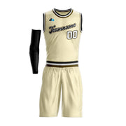 Cream-Brown Custom Basketball Jersey and Shorts Team Uniform Set
