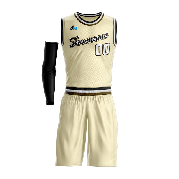 Cream-Brown Custom Basketball Jersey and Shorts Team Uniform Set