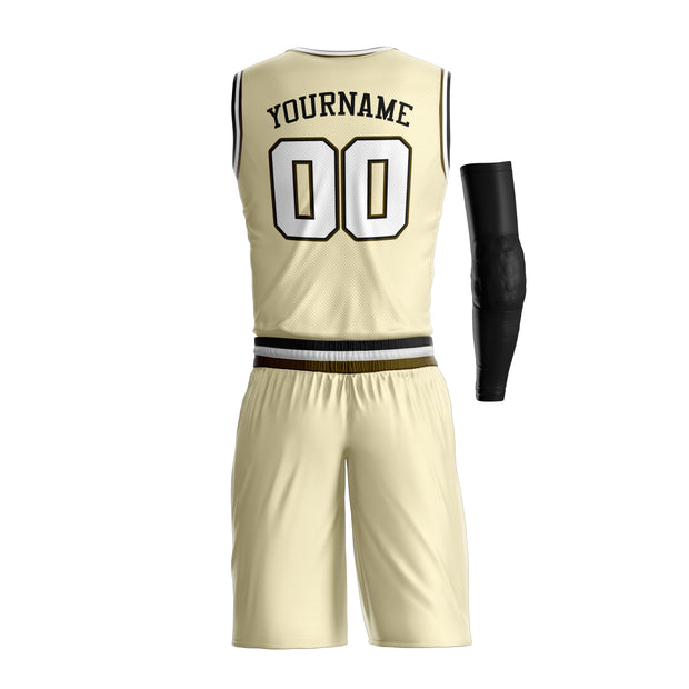 Cream-Brown Custom Basketball Jerseys and Shorts Team Uniform Set Bulk