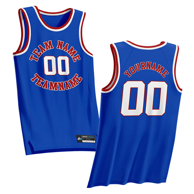 Blue White-Red Custom Basketball Jersey