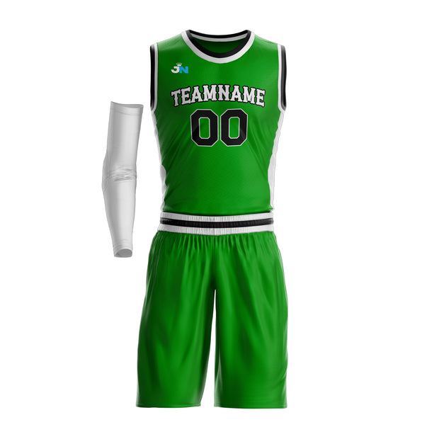 Green-Black Custom Basketball Jersey and Shorts Team Uniform Set
