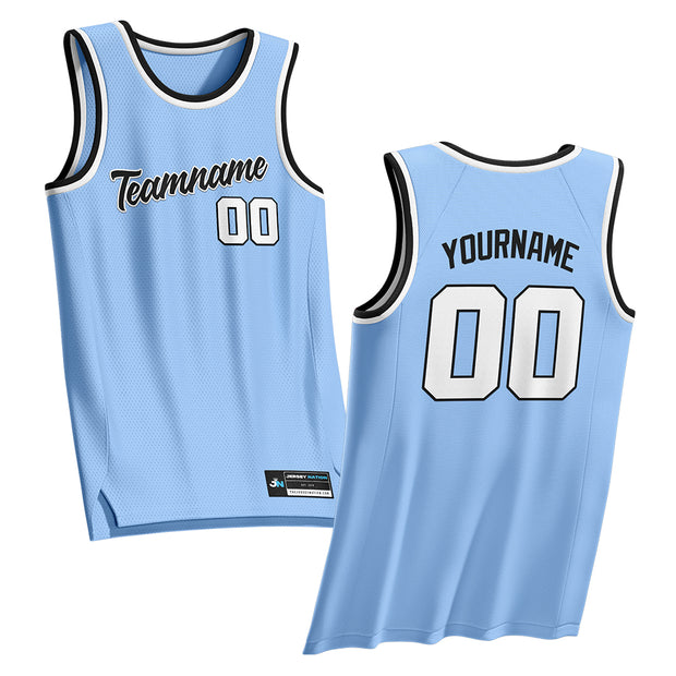 Light Blue-Black Custom Basketball Jersey