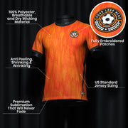 Orange-Black Custom Soccer Jersey Closeup Customized Bulk