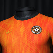 Orange-Black Custom Soccer Jersey Closeup Details