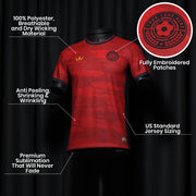 Red-Black Pinstripes Custom Soccer Jersey