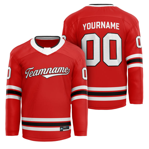 Red-White Custom Ice Hockey Personalized Jersey