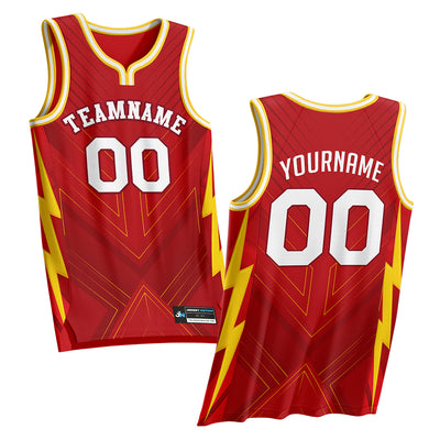 Red White-Yellow Custom Basketball Jersey