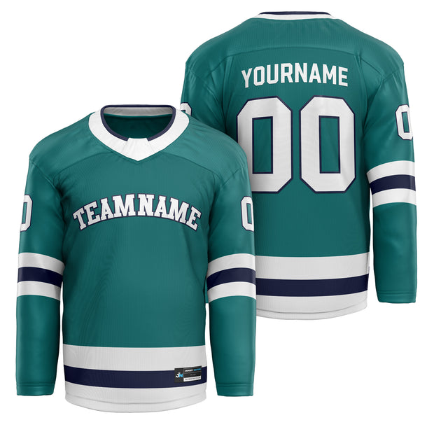 Teal-White Custom Hockey Jersey