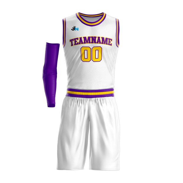 White-Purple Custom Basketball Jersey and Shorts Team Uniform Set