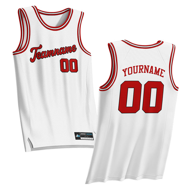 White-Red Custom Basketball Jersey