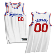 White Blue-Red Custom Basketball Jersey