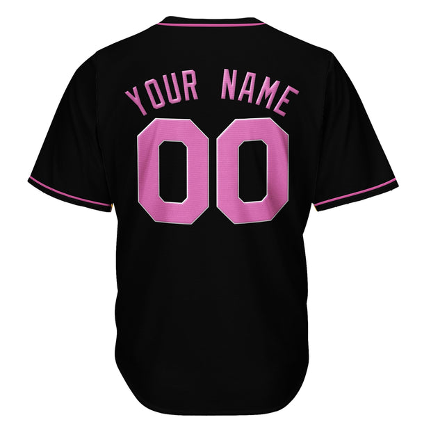 Black-Pink Custom Baseball Jersey Back