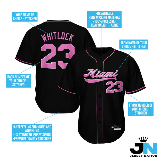 Black-Pink Custom Baseball Jersey Bulk Customized
