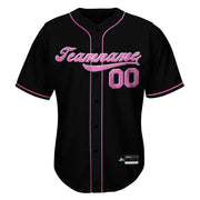 Black-Pink Custom Baseball Jersey Front