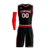 Black-Red Custom Basketball Jersey and Shorts Team Uniform Set