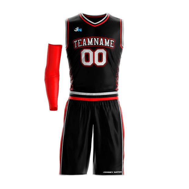 Black-Red Custom Basketball Jersey and Shorts Team Uniform Set