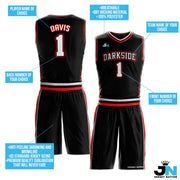 Black-Red Custom Basketball Jersey and Shorts Team Uniform Set Bulk Customized