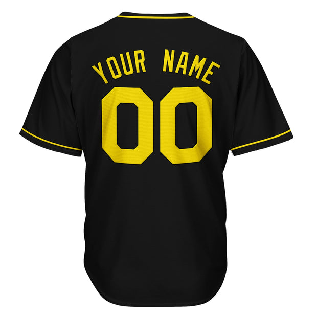 Black-Yellow Custom Baseball Jersey Back
