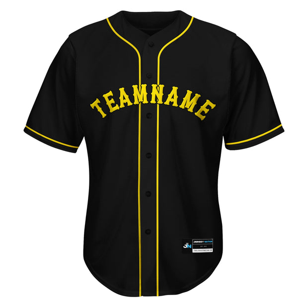 Black-Yellow Custom Baseball Jersey Front