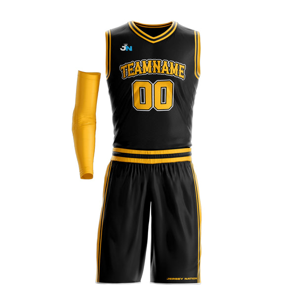 Black-Yellow Custom Basketball Jersey and Shorts Team Uniform Set