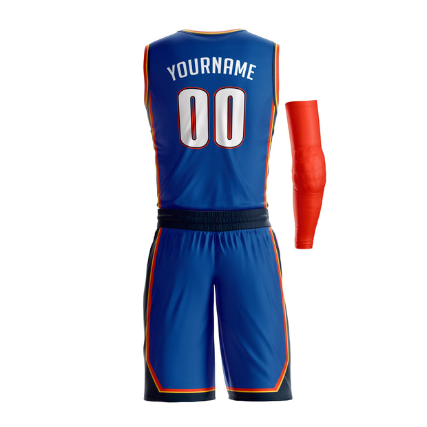 Blue-Orange Custom Basketball Jersey and Shorts Team Uniform Set Bulk