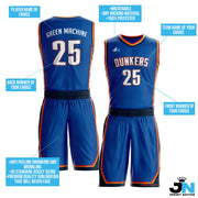 Blue-Orange Custom Basketball Jersey and Shorts Team Uniform Set Bulk Customized