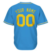 Blue-Yellow Custom Baseball Jersey Back