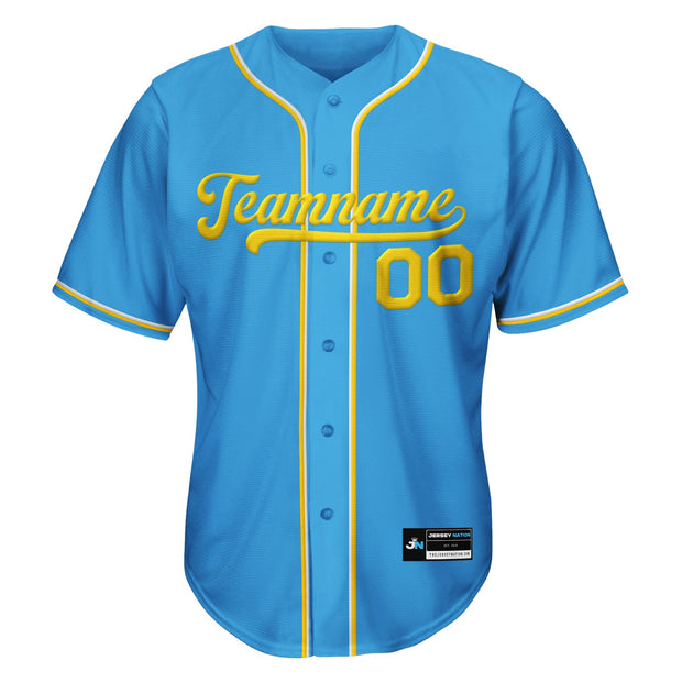 Blue-Yellow Custom Baseball Jersey Front