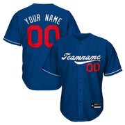 Blue White-Red Custom Baseball Jersey
