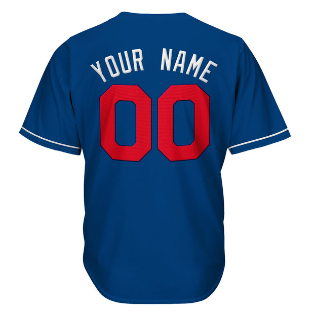 Blue White-Red Custom Baseball Jersey Back