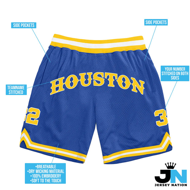 Blue Yellow-White Custom Basketball Shorts Customized