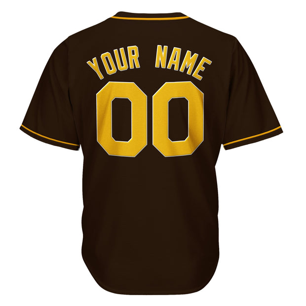 Brown-Yellow Custom Baseball Jersey Back