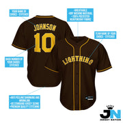 Brown-Yellow Custom Baseball Jersey Bulk Customized