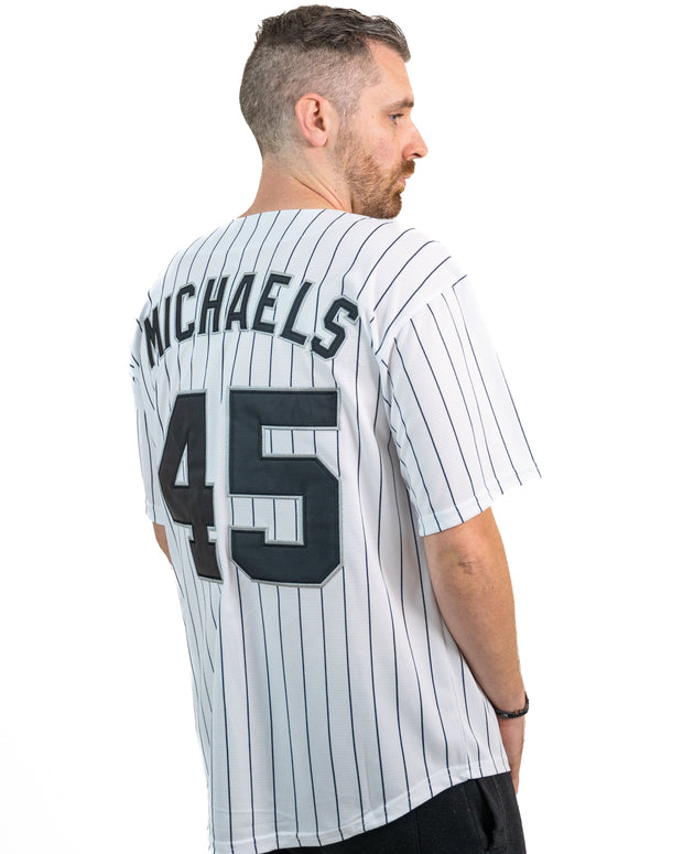 White-Black Pinstripe Custom Baseball Jersey