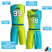 Green-Blue Custom Basketball Jersey and Shorts Team Uniform Set Customized