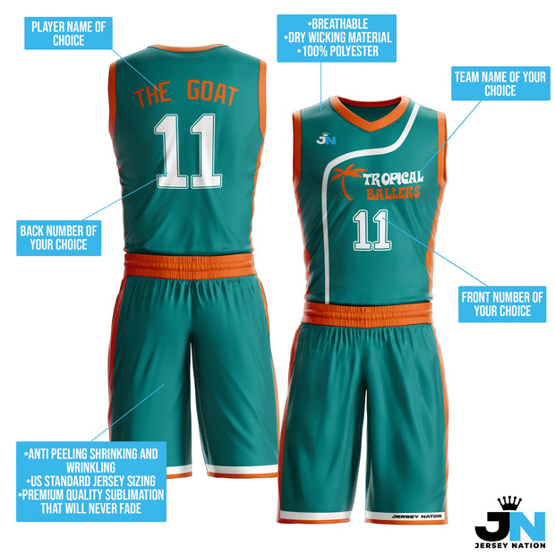 Green Custom Basketball Team Uniform Jersey and Shorts Set