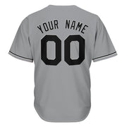 Grey-Black Custom Baseball Jersey Black