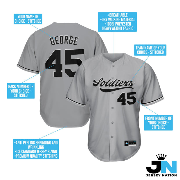 Grey-Black Custom Baseball Jersey Bulk Customized