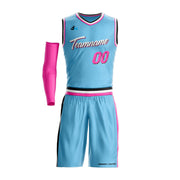 Light Blue-Pink Custom Basketball Jersey and Shorts Team Uniform Set